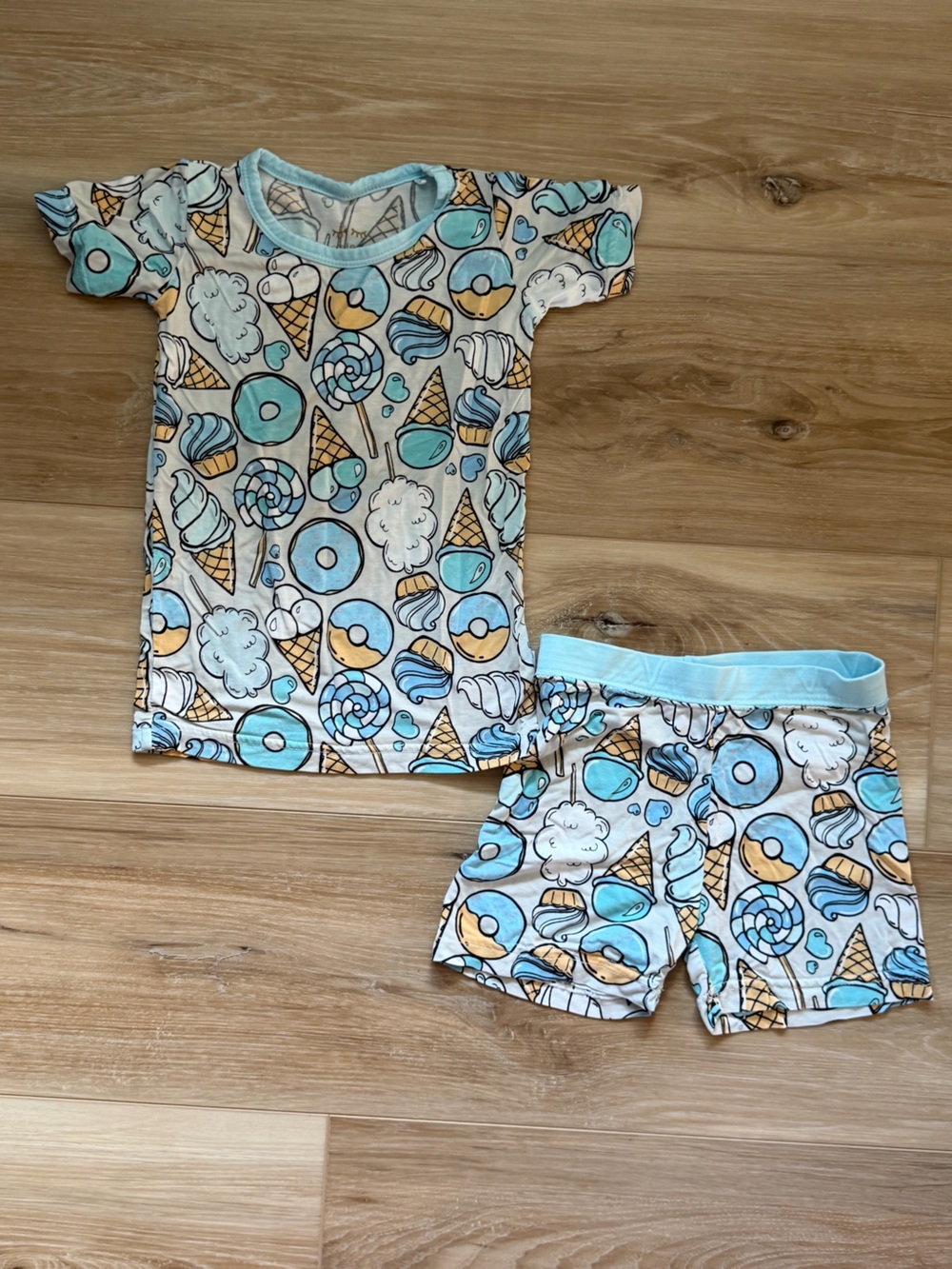 Little Sleepies Blue & Tan Ice Cream and Donut Pajama Set